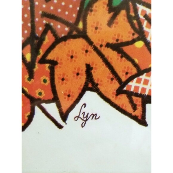 Vintage 1960s Calico Cats Frolicing In Leaves Litho Print by Lyn 14.5"x12" - Picture 3 of 3